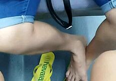 hidden flip flops tease brazilian mature feet candid voyeur