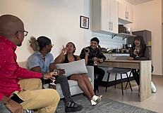 Coworkers sneak bent over doggystyle orgy at wild taboo party