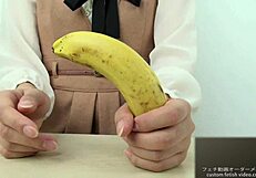 watch me crush this banana hard with my soft hands girl
