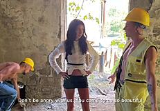 Workers ravage fragile inspector katty west wildly!