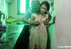 skinny indian maid chokes on cock then gets kitchen pussy slammed rough