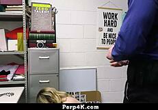 pervy guard pulls cock on caught teen shoplifter then fucks her doggystyle