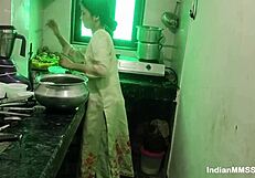 skinny indian maid chokes on cock then gets kitchen pussy slammed rough