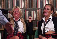 hey cfnm college sluts love watching that old perv jerk on them!!