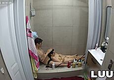 Luuv Xaner Grossy Shower Flashing Shaved Pussy and Great Tits Together