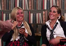 hey cfnm college sluts love watching that old perv jerk on them!!