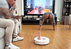stepfather rigs robot vacuum for stepdaughter's dildo ride