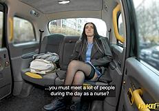 fake taxi driver gets hot nurse uniform suck and rough fuck
