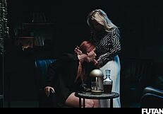 imagine this huge boobs milf in a wild gender swap shalina devine meets her redhead lady boss
