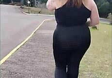 walking with stepmom no panties flashing huge tits