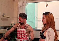 who knew cooking for my neighbor and her hot daughter would end with me fucking both in the kitchen?