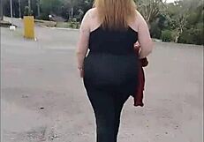 walking with stepmom no panties flashing huge tits