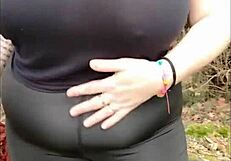 walking with stepmom no panties flashing huge tits