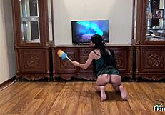 stepmom's creampie pussy exposed to stepson sans panties homemade