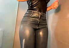 step sister's wet jeans cling to perfect sexy ass teasing hard
