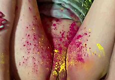 desi bhabhi spreads legs for devar cock during colorful holi bedroom sex