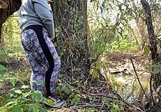 hey dirty bbw stepmom with hairy wet pussy why finger yourself outdoors when i watch?