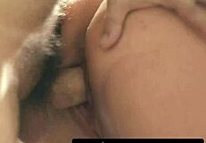 Controlling boss bends jennifer white over for rough double penetration and sloppy facial in dorm
