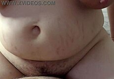 cheating bbw wife rides me bareback in femdom cowgirl and takes my creampie deep in her hairy pussy