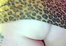 she bends over sliding glass toy into her ass slowly