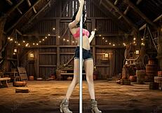 Ariana Marie Pole Dances and Strips to Country Music in Barn
