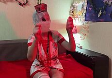 😈 a sexy silent hill nurse in costume showed up at my door for halloween fun!