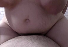 cheating bbw wife rides me bareback in femdom cowgirl and takes my creampie deep in her hairy pussy