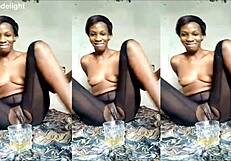 so this milf nikkie grabs a huge eggplant fucks it then tastes her squirt