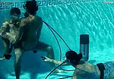 Candy And Lizzy Ride Mike's Cock Underwater