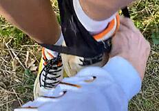 Pounding Skinny Hottie Relentlessly In Outdoor Bushes
