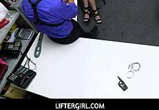 i got caught stealing with my huge tits so i sucked off the cops for a wild office threesome