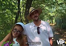 tattooed blonde greta foss fucks old hunter outdoors for cuckold thrill