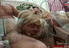 Sporty blonde mature milf small silicone tits cumshot