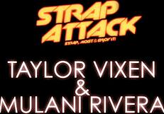 i stuff my hungry twat with mulani and taylor's hard pink strapon on bed