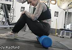 Muscular Milf Bodybuilder Performs Intense Mummification Workout in Gym as Hot Slut