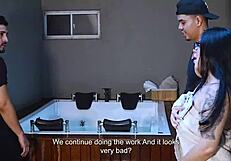 Hubby has no clue as I gush squirting on two huge BBC plumbers doggystyle while they muff dive my big pussy lips Antonella Jones!