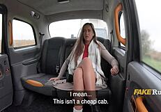 british girl's desperate taxi payment fuck backseat