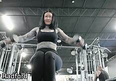 Muscular Milf Bodybuilder Performs Intense Mummification Workout in Gym as Hot Slut
