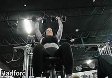 Muscular Milf Bodybuilder Performs Intense Mummification Workout in Gym as Hot Slut