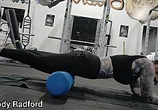 Muscular Milf Bodybuilder Performs Intense Mummification Workout in Gym as Hot Slut