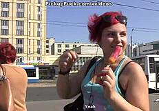 wanna join this brunette's cash-for-facial outdoor group blowbang?