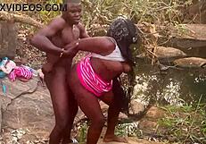 ohh man, perfect boobs on this village babe gettin fucked rough by the stream wait no country stream