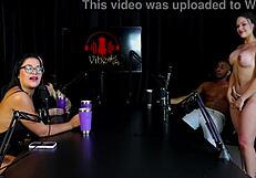 black dude stuffs maria bittencourt's mouth with huge cock alongside thaisa redvelvet and tifany rocha