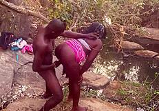 ohh man, perfect boobs on this village babe gettin fucked rough by the stream wait no country stream