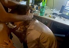 French amateur in satin lingerie sucks cock deepthroat then fucks clothed