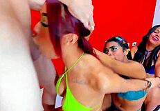 how does she take that monster cock deepthroat in rough group facefucking domination?