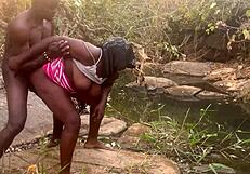 ohh man, perfect boobs on this village babe gettin fucked rough by the stream wait no country stream