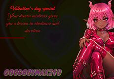 f4m valentine's day special: your demon mistress teaches obedience with loving praise, gentle femdom instructions and big tits