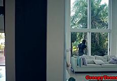 Dude this 19yo petite babe next door gets dominated hard by her horny neighbor stalker