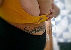 Mary Jhuana Flashes Huge Natural Tits as Boyfriend Controls Dildo Publicly on Street